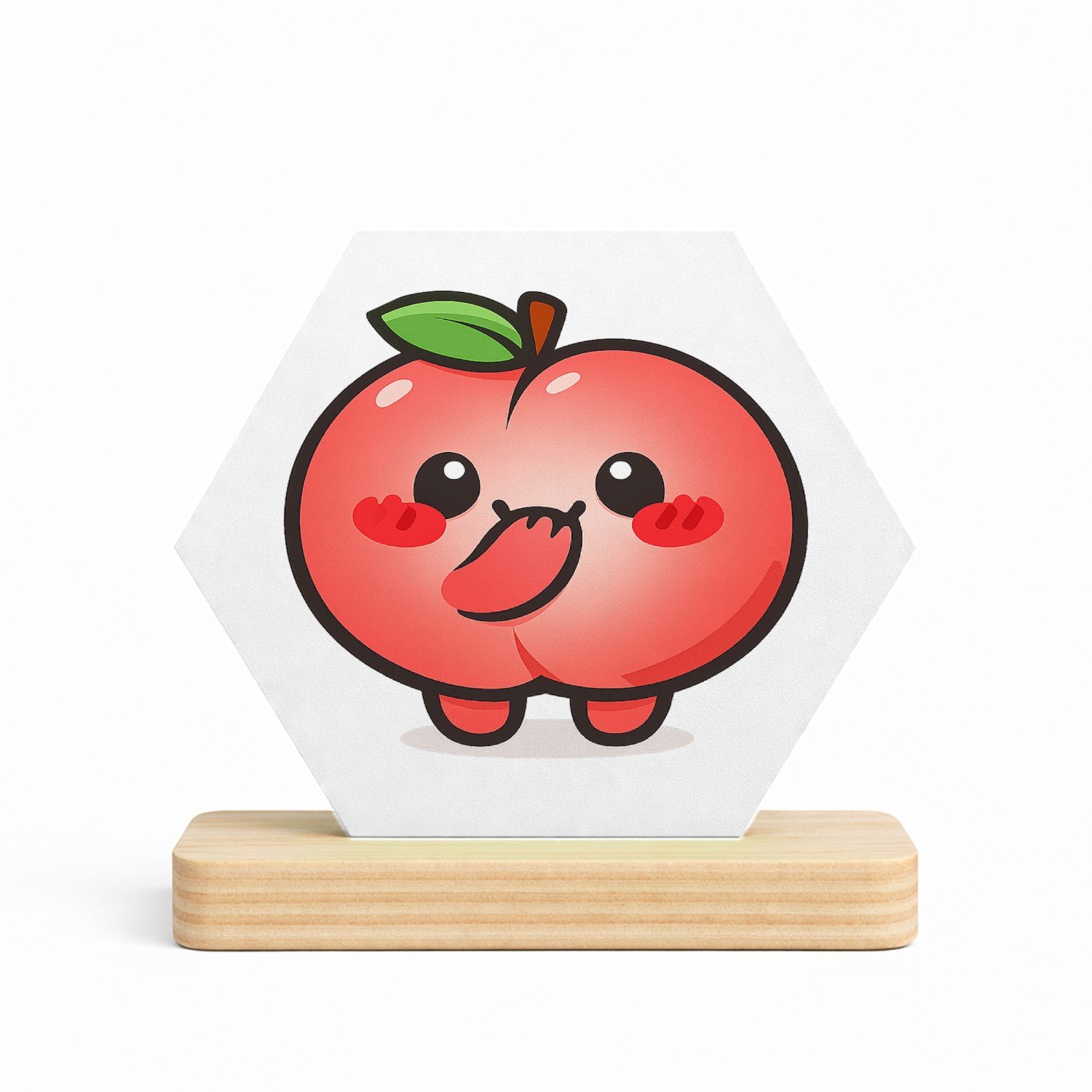 Mr Cadeautjes MDF fotolijst/inleg hexagon 14 x 13 - design Een schattige maar een tikje brutale fruitfiguur met een ver | cadeau Wit