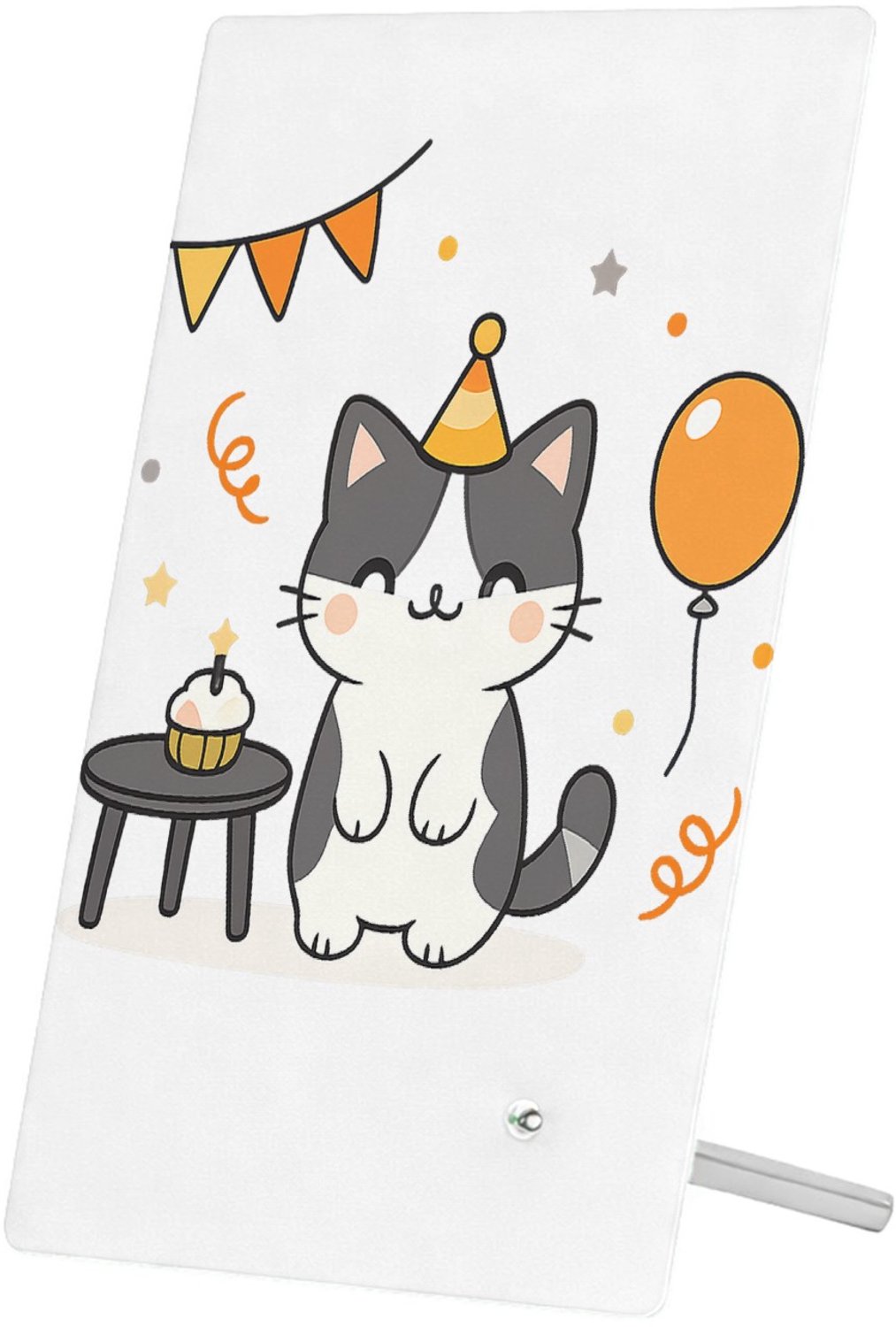 Mr Cadeautjes Glasframe 11 x 16 - design Een minimalistische verjaardagsillustratie met een hond die | cadeau Wit
