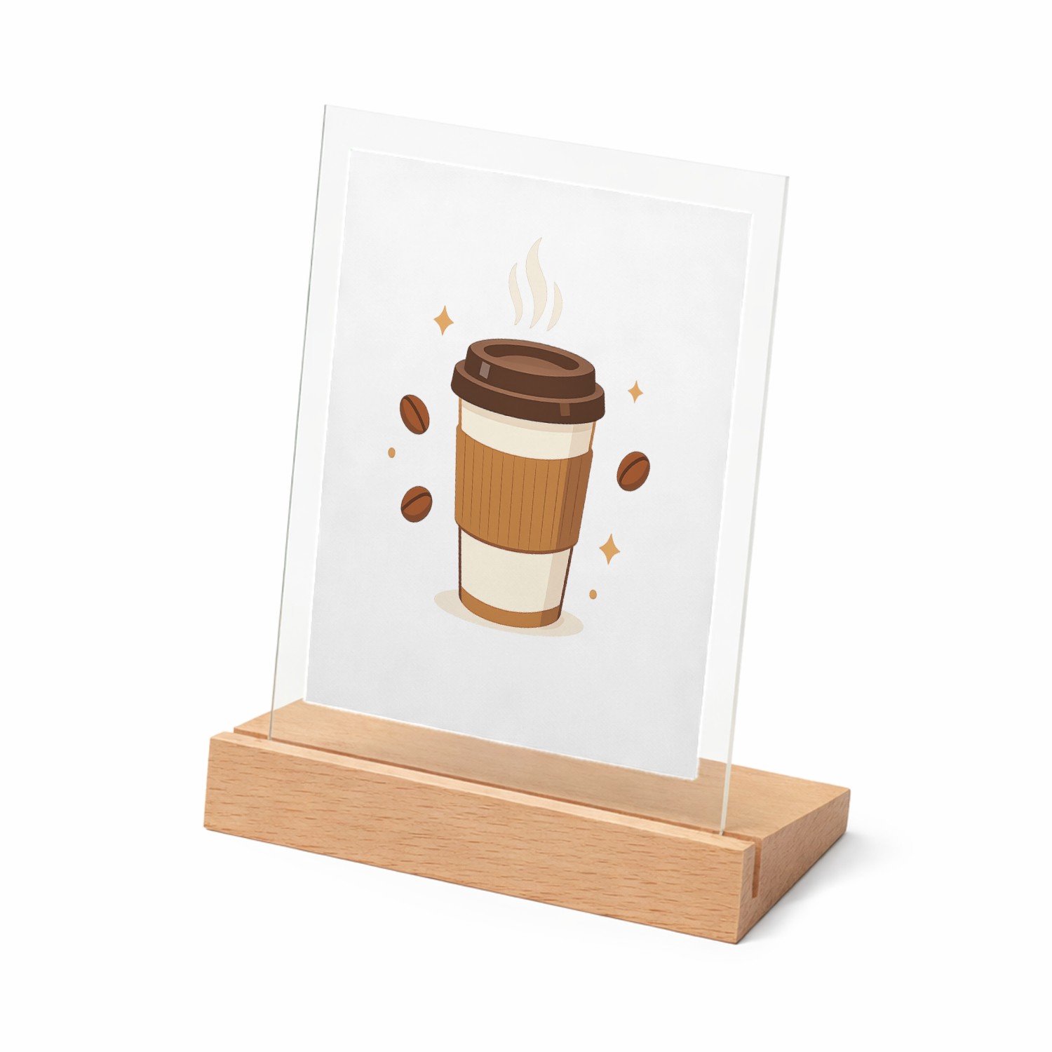Mr Cadeautjes Glasframe met vaste tekst - design Een compacte typografische koffieposter met één centrale ill | cadeau Wit