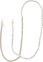 xoxo Wildhearts telefoonkoord - Over The Moon - Lang koord - Geschikt voor iPhone - Geschikt voor Samsung - Universeel - Phone cord - Telefoonketting - Koord voor telefoon - Telefoon hanger parel ketting met gouden schakels