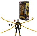 Iron Spider actiefiguur met verwisselbare handen, extra hoofd en vier gouden mechanische spinnenpoten in verpakking.