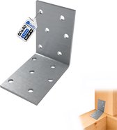 GeZu Impex Hoekijzers 60 x 60 x 40 mm | 90° set van 50 Gegalvaniseerd balkverbinding hoekverbinder verbindingshoeken