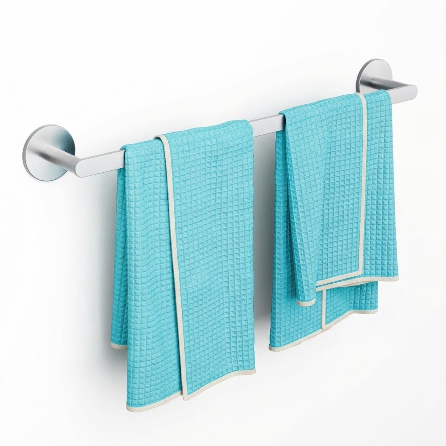 WATERLACE Handdoekrek Geborsteld RVS 60cm Handdoekhouder Wandmontage 2-in-1 Montage Zonder Boren & Met Schroeven Voor 2 Handdoeken Badkamer & Keuken Zilver