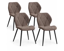 Luxevo Eetkamerstoelen – Set van 4 – Ergonomisch – Metalen Poten – Bruin