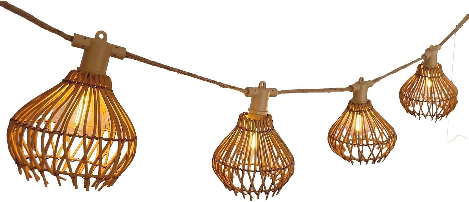 Lichtsnoer voor buiten - Beige - 8 m - Hybride met Zonne-energie en Netstroom - Voor Tuin en Terras