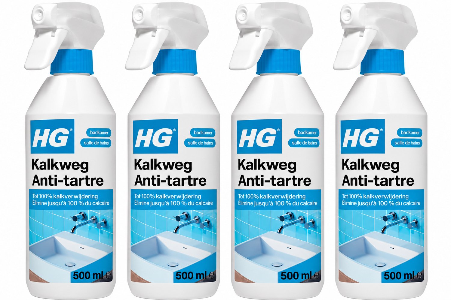 HG Kalkweg Schuimspray - Kalkverwijderaar Badkamer & Sanitair - 4 x 500 ml