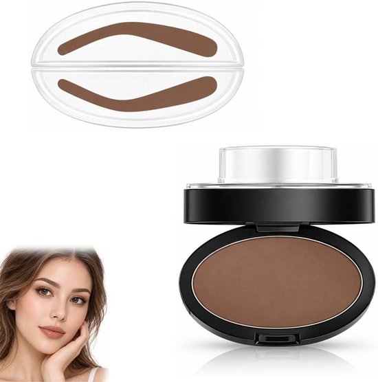 Nl Compact Set Set Wenkbrauwstempel & -poeder - Lichtbruin - Compact en Draagbaar ...
