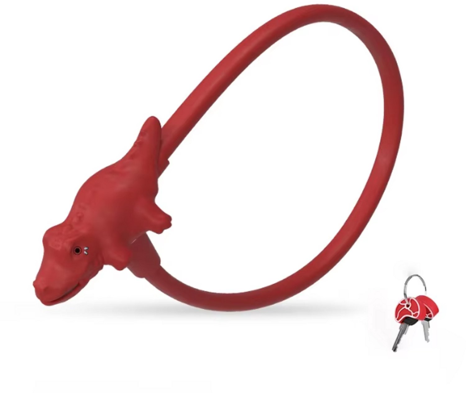 Rieba® Fietsslot - Kinderfiets - Siliconen Slot Fiets - Kabelslot 60 cm - Krokodil - 2 Sleutels - Rood
