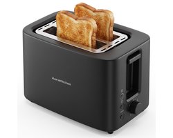 AoraKitchen Broodrooster - 750W - 7 Warmteniveaus - Toaster - Extra Brede Sleuven - Tosti Apparaat Broodrooster - Zwart