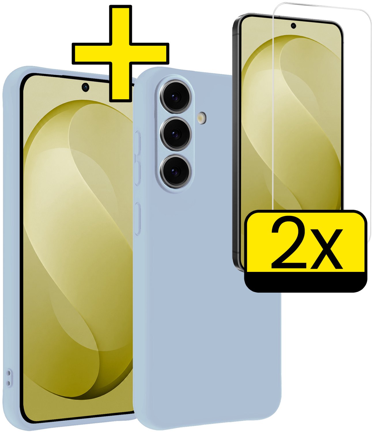 Hoesje - Met 2x Screenprotector - Geschikt voor Samsung Galaxy S26 FE - Sterk & Shockproof - Back Cover - Siliconen Case - Telefoon Hoes - Telefoonhoesjes - Lichtblauw