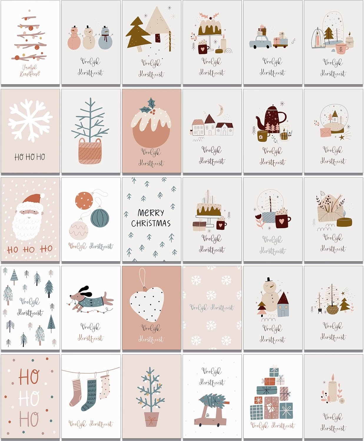 Kerstkaarten set van 30 - A6 vouwkaarten - in het Nederlands - perfecte kerstgroet - ShopVlot
