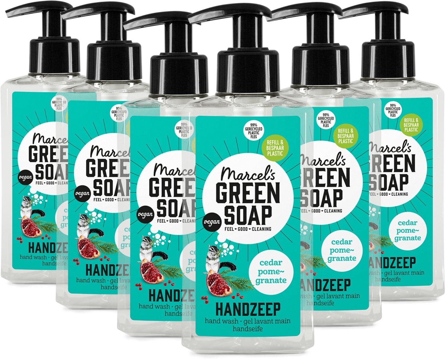 Marcel's Green Soap Handzeep - Ceder & Granaatappel - 6 x 500ml