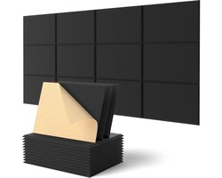 Kuchoow Akoestische Panelen Zelfklevend 12 stuks, Rechthoekige Geluidsabsorberende Panelen, Verminderen Nagalm in - ShopVlot