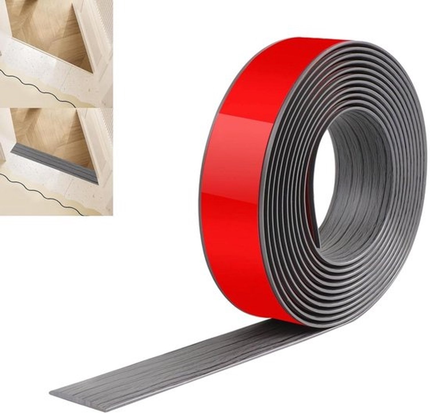 Vloerovergangsstrip - Drempelstrip Vloer - Vloeren Verbinden - Zelfklevend PVC - 400cm x 4cm - Donkergrijs