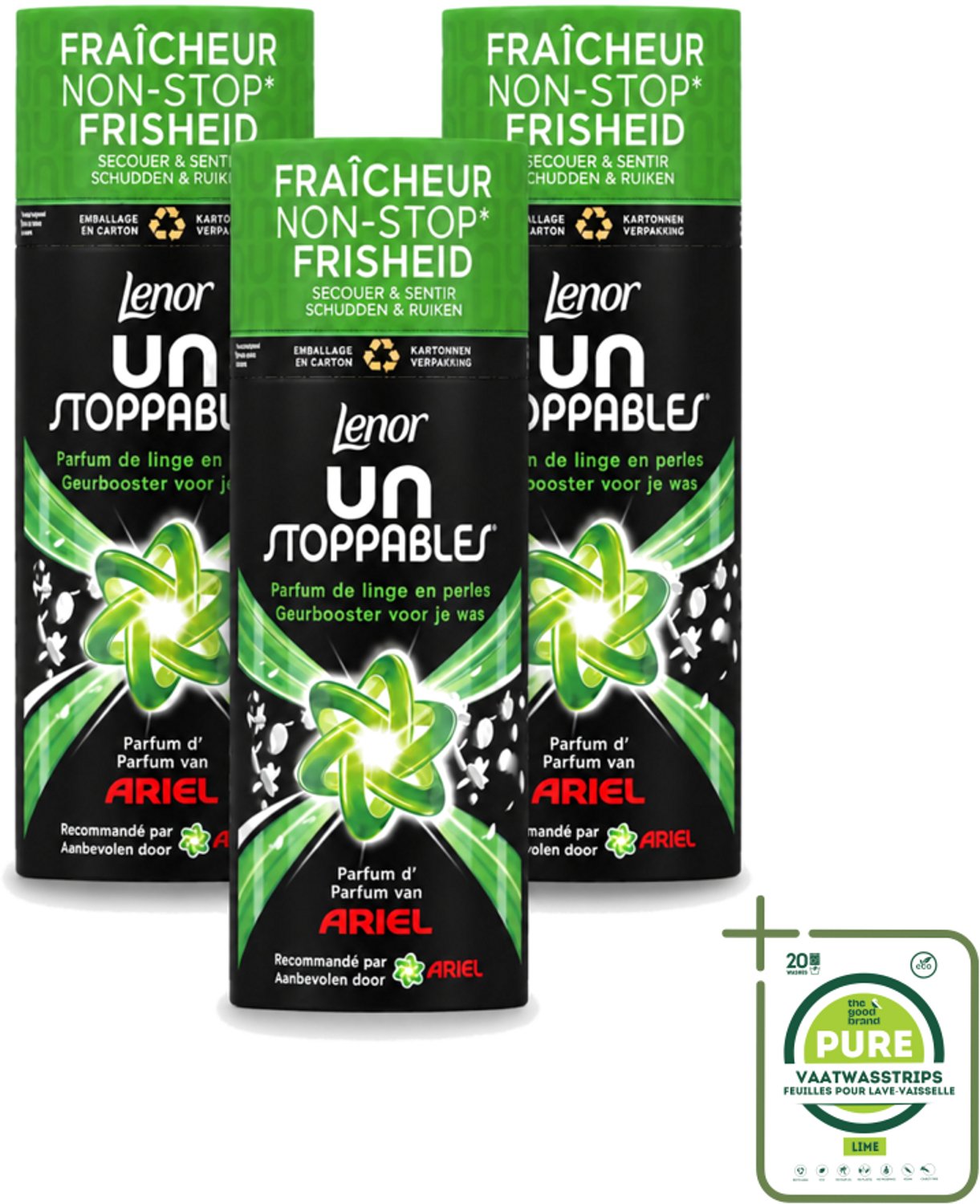 3 x Lenor Unstoppables – Geurbooster – Ariel – 13 Wasbeurten – 165 g - Grootverpakking - Vaatwasstrips - Geurbooster Was - Frisse Geur Was - Wasgeur - Wasgeur Boost - Geurparfum Was