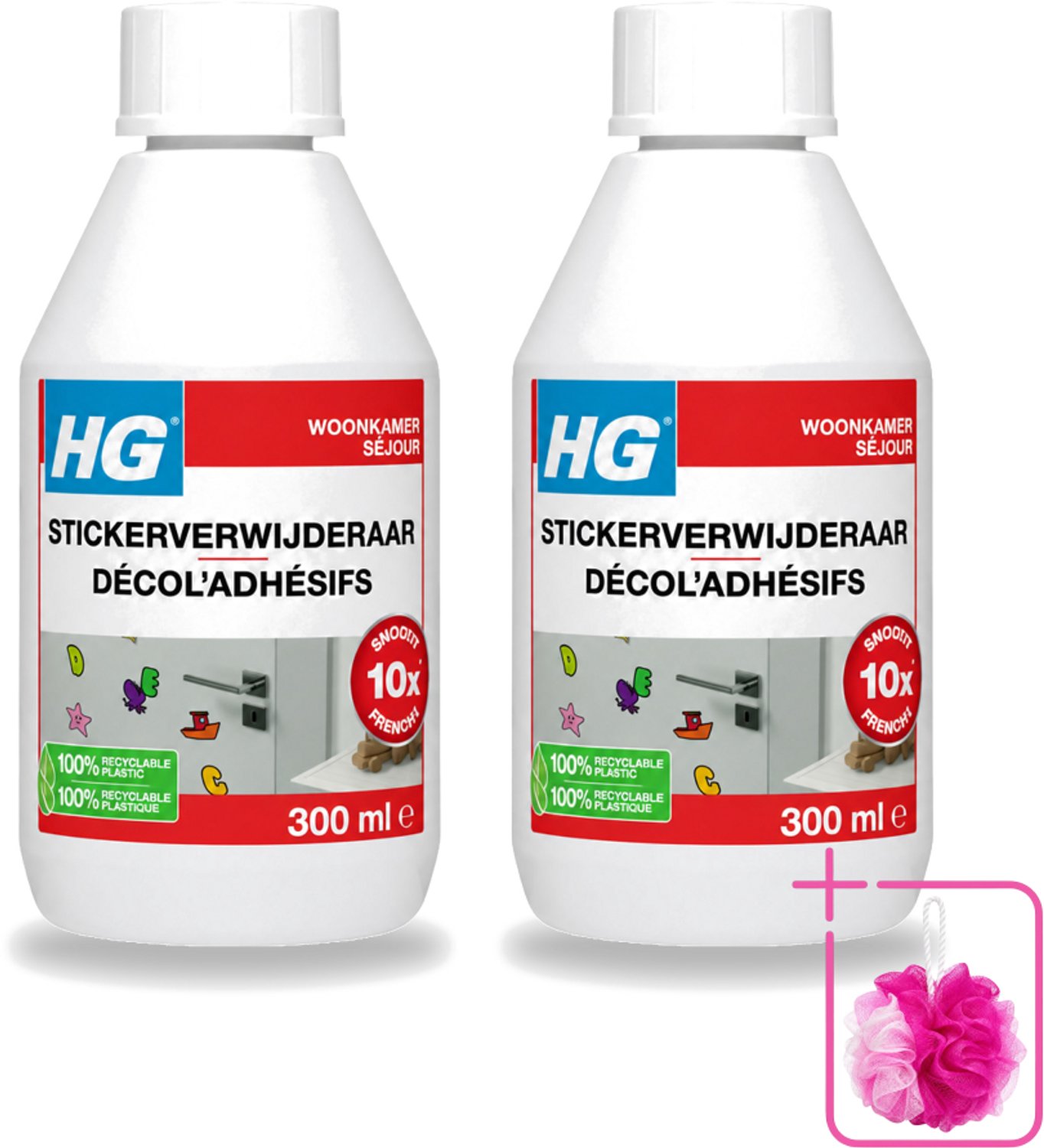2 x HG - Stickerverwijderaar - Meest Effectief - Verwijdert Eenvoudig - 300 ml - Bulkverpakking - Stickerverwijderaar - Stickerlijm verwijderen