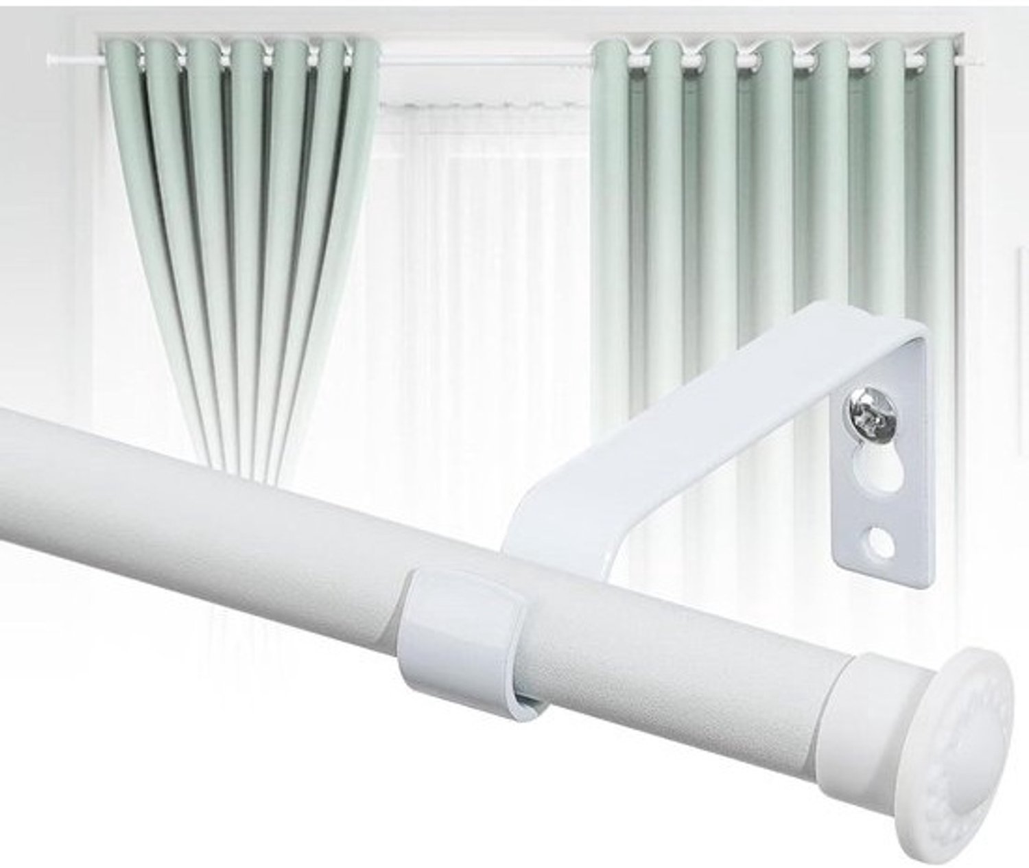 Gordijnroede - Gordijnstang - Raambekleding - Stevig splitsontwerp - 76-188 cm - Mat wit