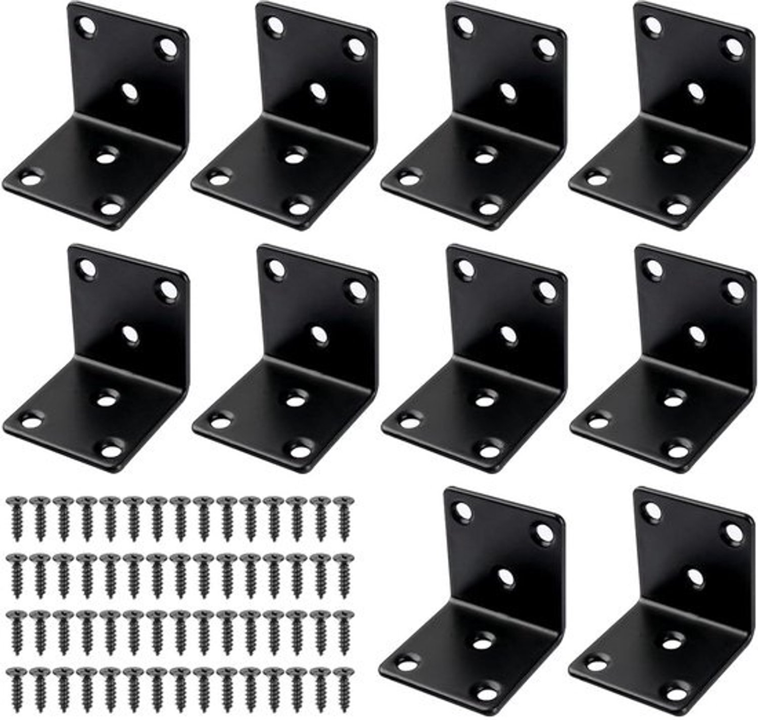 Hoekverbinders - Hoekklemmen Gatplaten - Houten Constructies Bevestigen - 90 Graden Zware Belasting - 40x40x40mm - Zwart