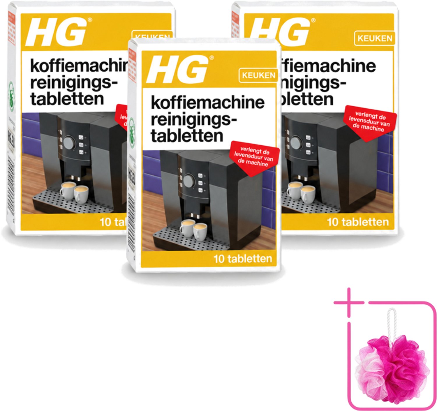 3 x HG - Koffiemachine Reinigingstabletten - Verlengt Levensduur Machine - 10 Tabletten - Bulkverpakking - Koffiemachine reinigen - Douchemop - Koffiemachine ontkalken