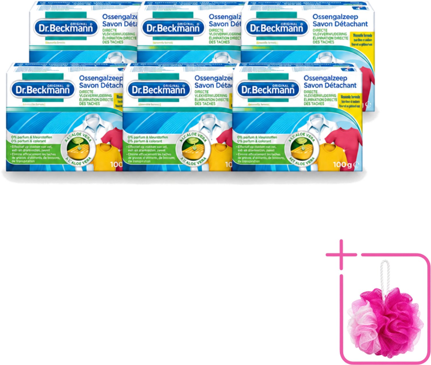6 x Dr.Beckmann - Vlekkenverwijderaar - Ossengalzeep Met Aloë Vera - Witte en Gekleurde Was - 100g - Bulkverpakking - Vlekkenverwijderaar - Douchemop - Textiel reinigen