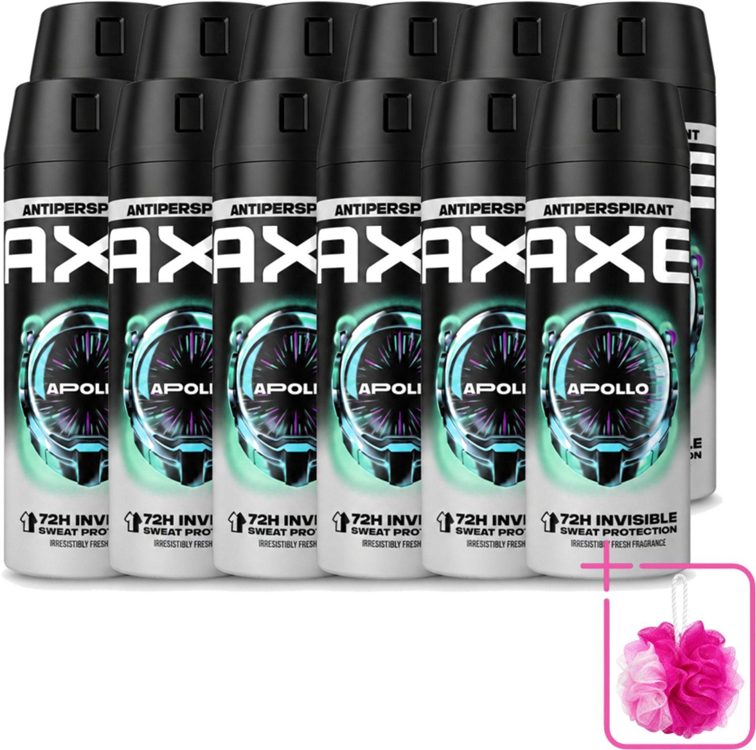 12 x Axe - Deodorant Spray - 72hrs Anti Sweat - Apollo - 150 ml - Bulkverpakking - Anti transpirant spray - Douchemop - Zweetbestendig