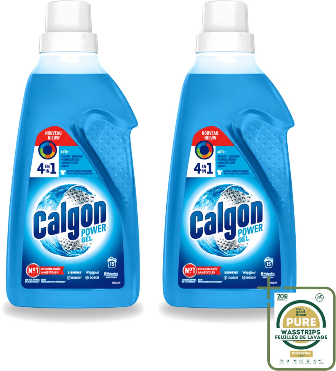 2 x Calgon - Wasmachinereiniger - Gel - Tegen Kalkaanslag / Wasmiddelresten / Geuren - 750 ml - 15 Wasbeurten - Wasmachine Reinigen - Kalkvrije Wasmachine - Wasmachine Beschermen - Wasmiddelresten Verwijderen - Wasmachine Geuren Verwijderen