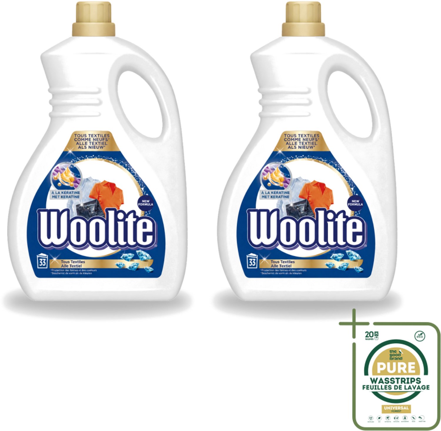 2 x Woolite Textile - Vloeibaar Wasmiddel - Met Keratine - Textiel Was - 33 Wasbeurten - 2L - Wasstrips - Wasmiddel Textiel - Keratine Wasmiddel - Wasmiddel Voor Textiel - Wasmiddel Voor Kleding - Wasmiddel Met Keratine