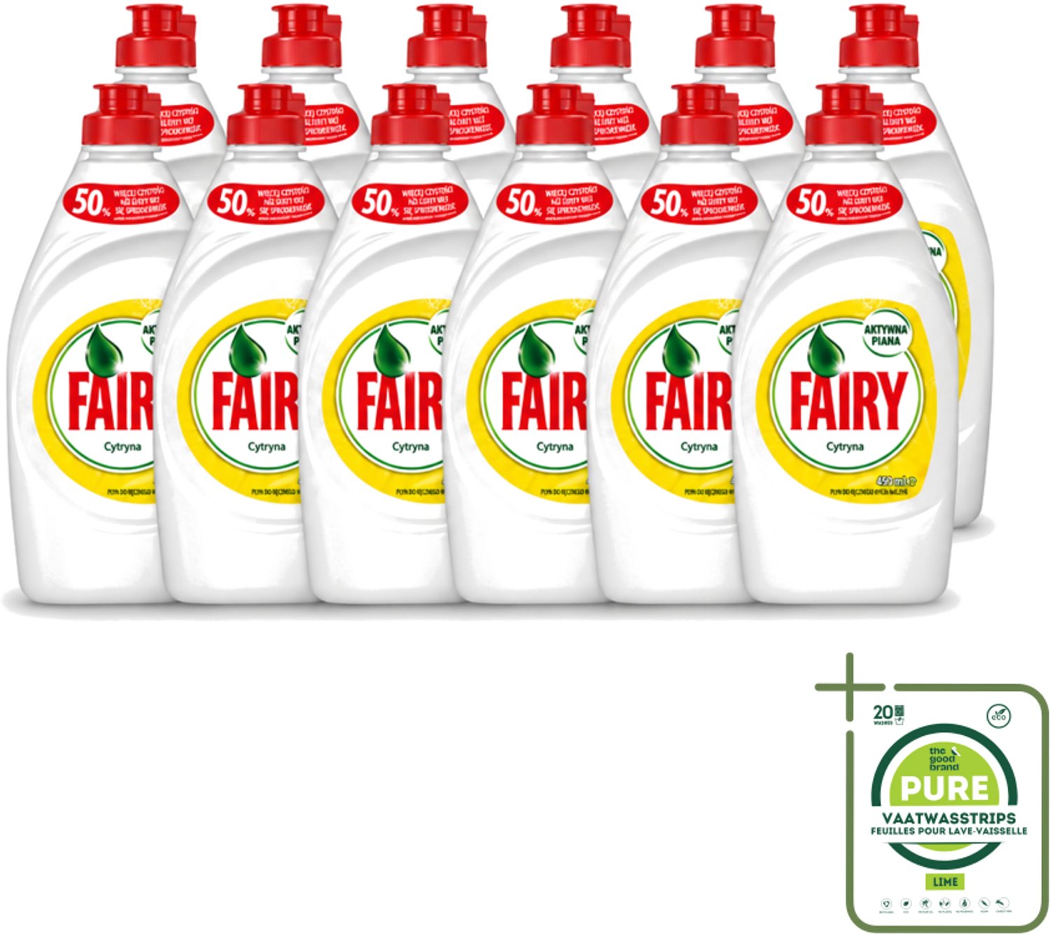 12 x Fairy – Afwasmiddel – Citroen – 450 ml - Grootverpakking - Afwasmiddel Citroen - Vaat Reinigen - Vet Verwijderen - Schone Vaat - Frisse Geur