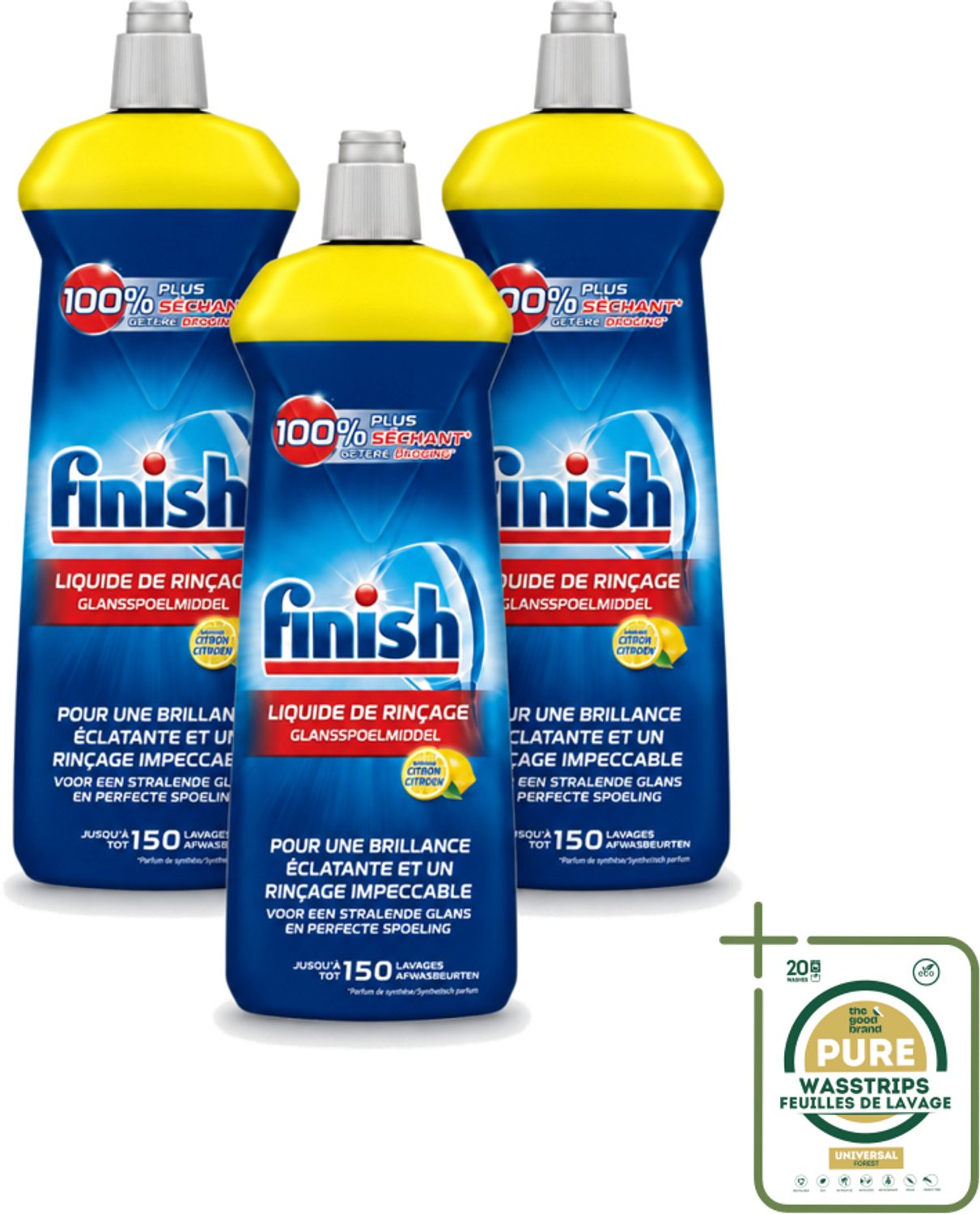 3 x Finish – Glansspoelmiddel – Citroen – 800 ml - Glansspoelmiddel Citroen - Glansspoelmiddel - Vaatwasser - Glans - Droogresultaat
