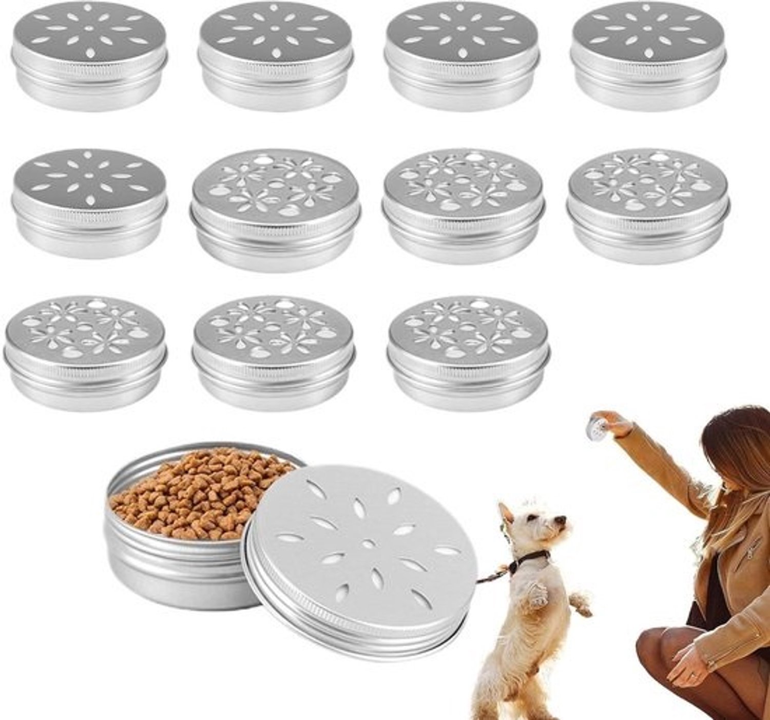 Hondenspeurwerk Blikjes - Snuffel Benodigdheden - Geur Training - Geperforeerd Ontwerp - 12 Stuks - Aluminium