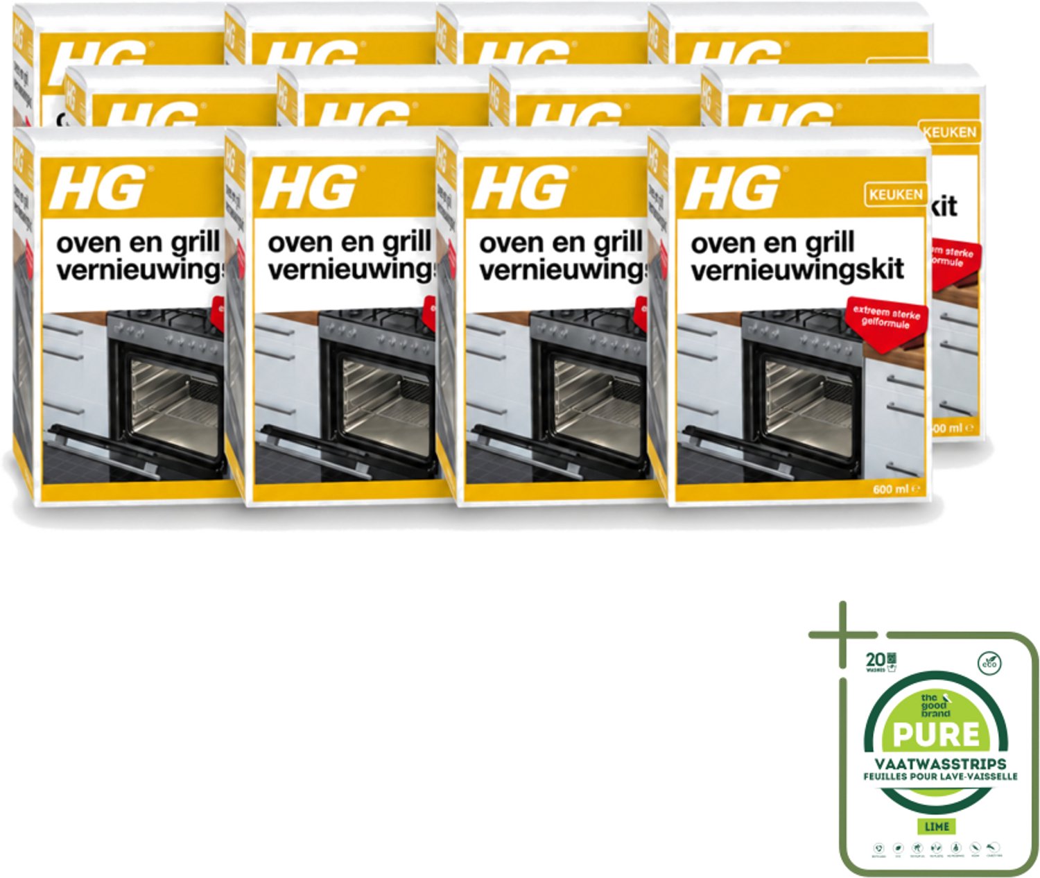 12 x HG - Oven & Grill Vernieuwingskit - Sterke Gelformule - 600 ml - Grootverpakking - Oven Reinigen - Grill Reinigen - Bakplaat Reinigen - Rooster Reinigen - Vet Verwijderen