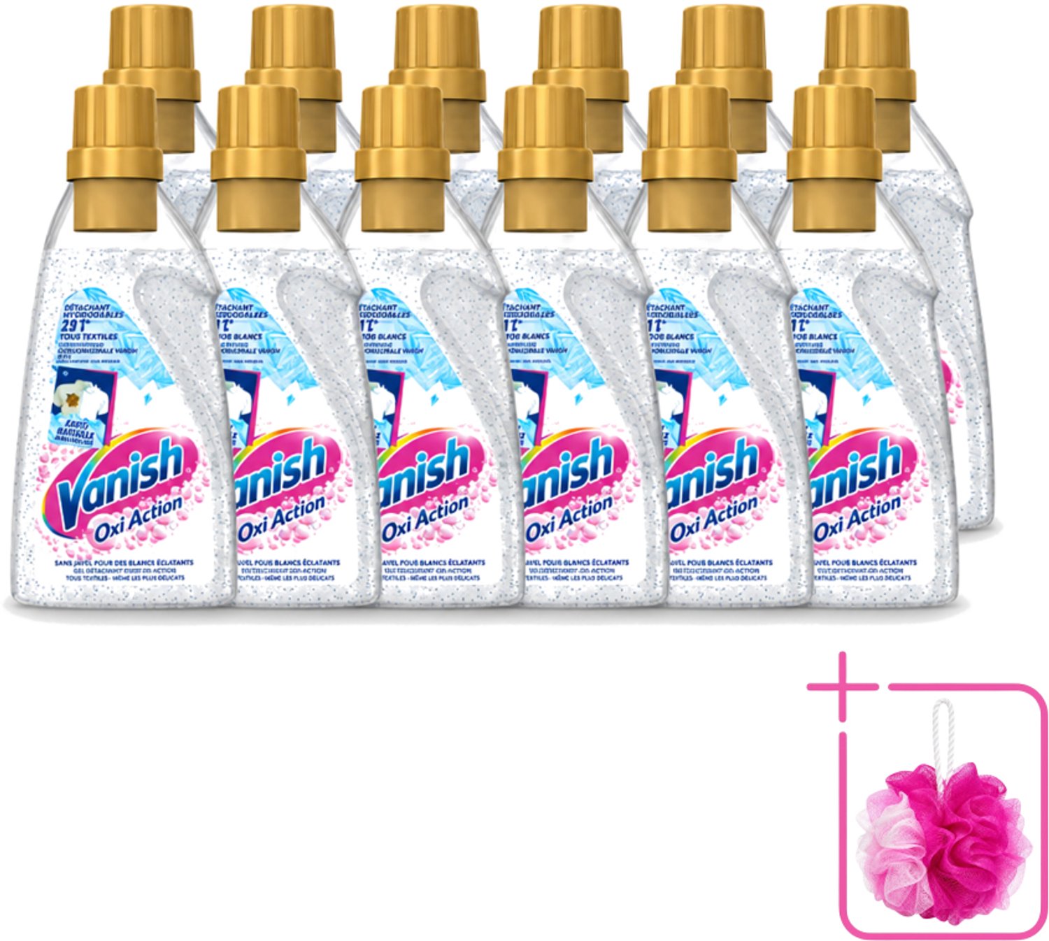 12 x Vanish Oxi Action - Vlekkenverwijderaar Gel - Zonder Bleek - Witte Was - 15 Wasbeurten - Bulkverpakking - Wit was - Douchemop - Vlekkenverwijderaar
