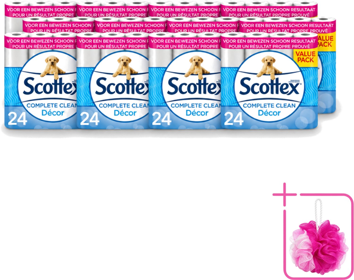 12 x Scottex - Toiletpapier - 2-laags - 24 Rollen - Bulkverpakking - Toiletpapier - Douchemop - 2-laags