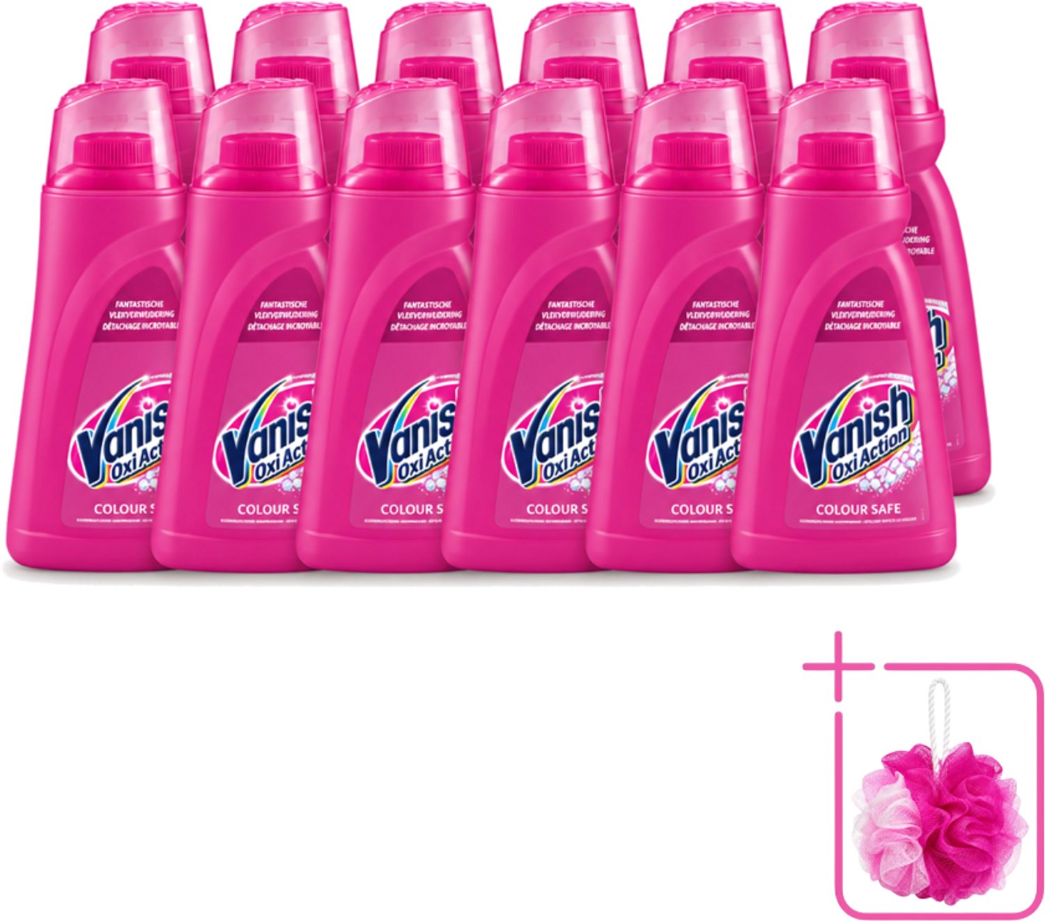 12 x Vanish Oxi Action - Veilige Kleur - Vlekkenverwijderaar Gel - Zonder Bleek - Gekleurde Was - 1 L - Bulkverpakking - Vlekkenverwijderaar - Douchemop - Vetvlekken
