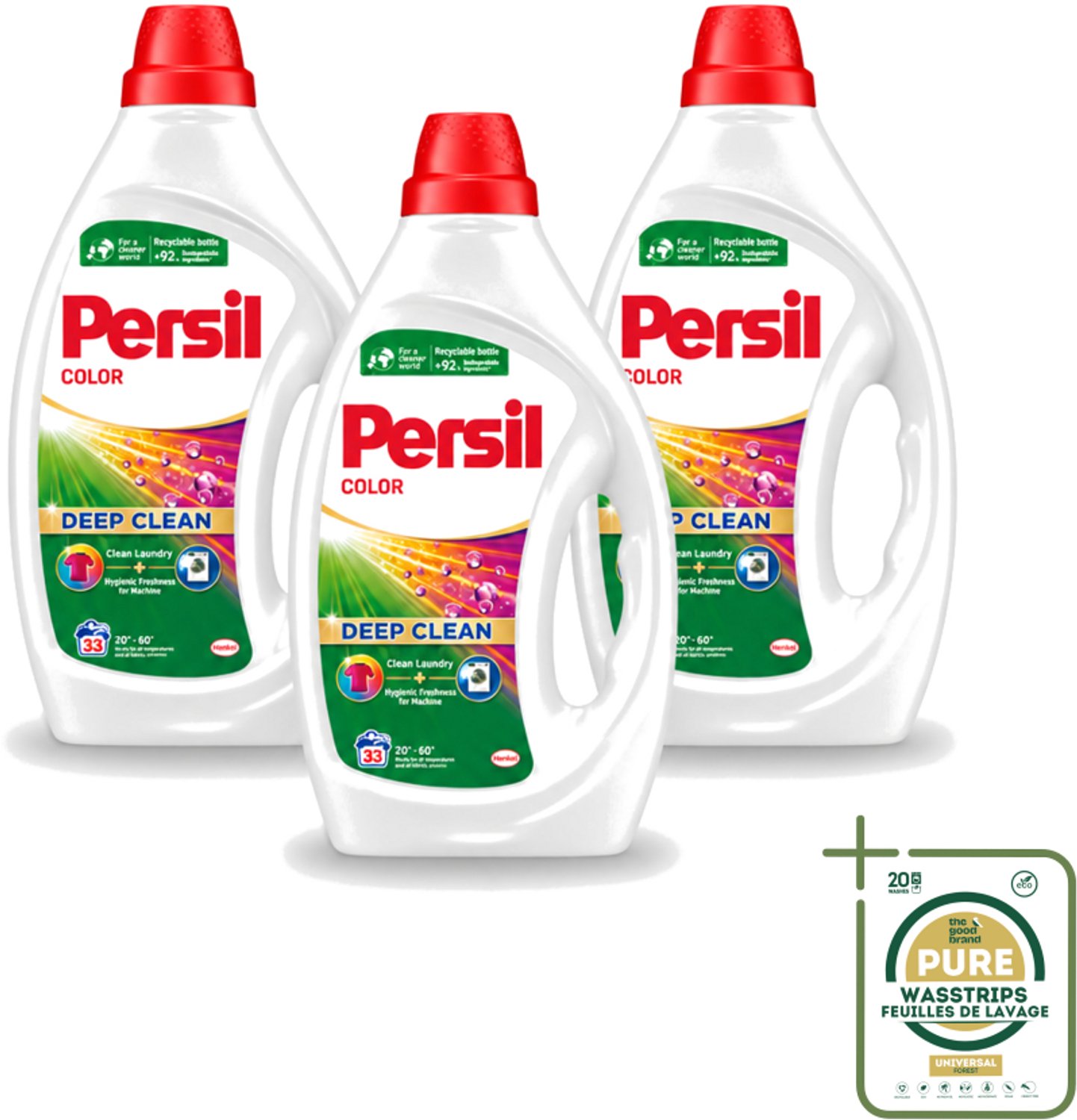 3 x Persil Color - Vloeibaar Wasmiddel - Gekleurde Was - 33 Wasbeurten - Wasstrips - Persil Color Gel - Vloeibaar Wasmiddel - Gekleurde Was - Vlekverwijdering - Wasmachine Frisheid