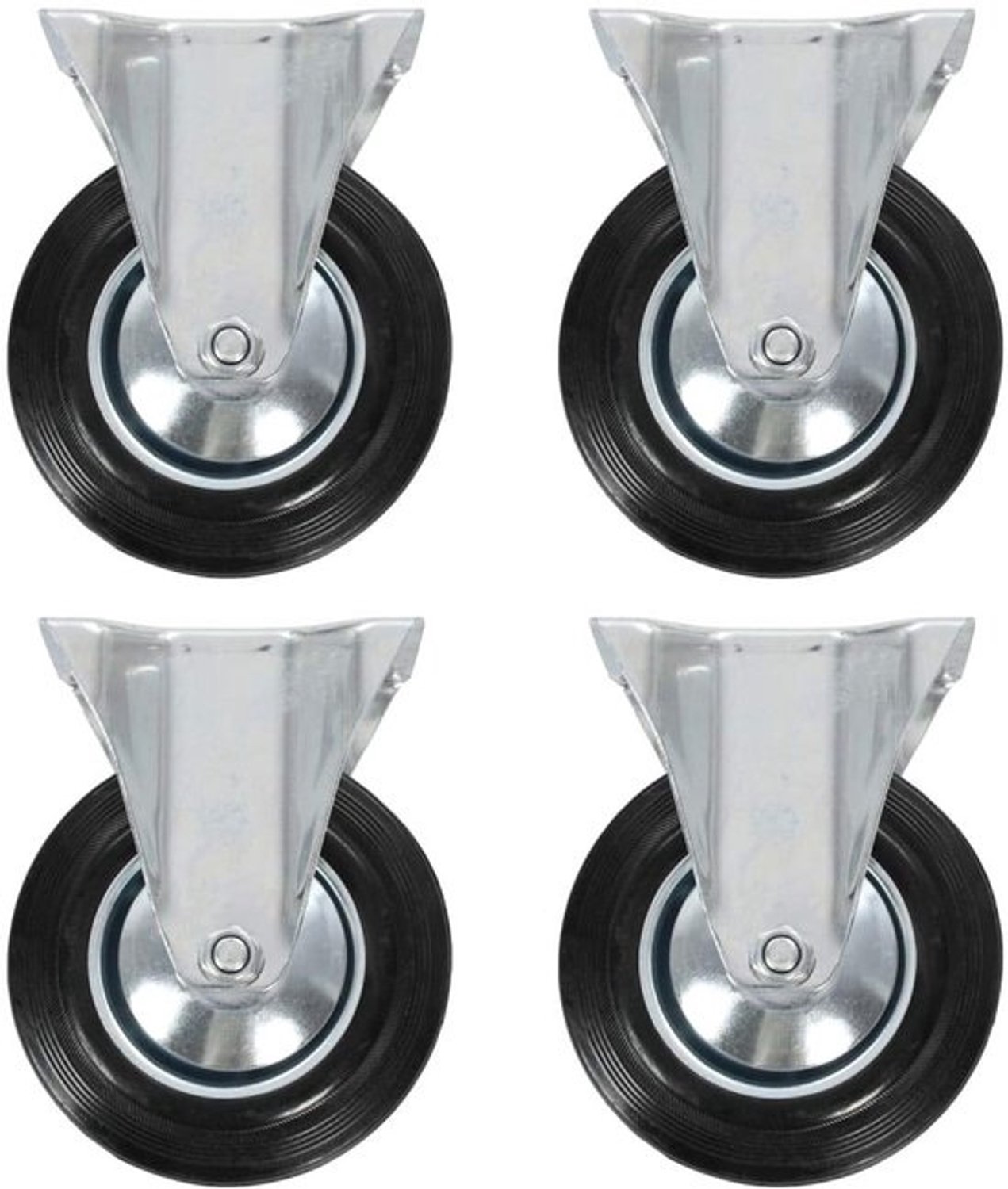 Transportwielen Set - Zware Bokwielen - Meubels Verplaatsen - Rubberen Demping - 160 mm - Zwart