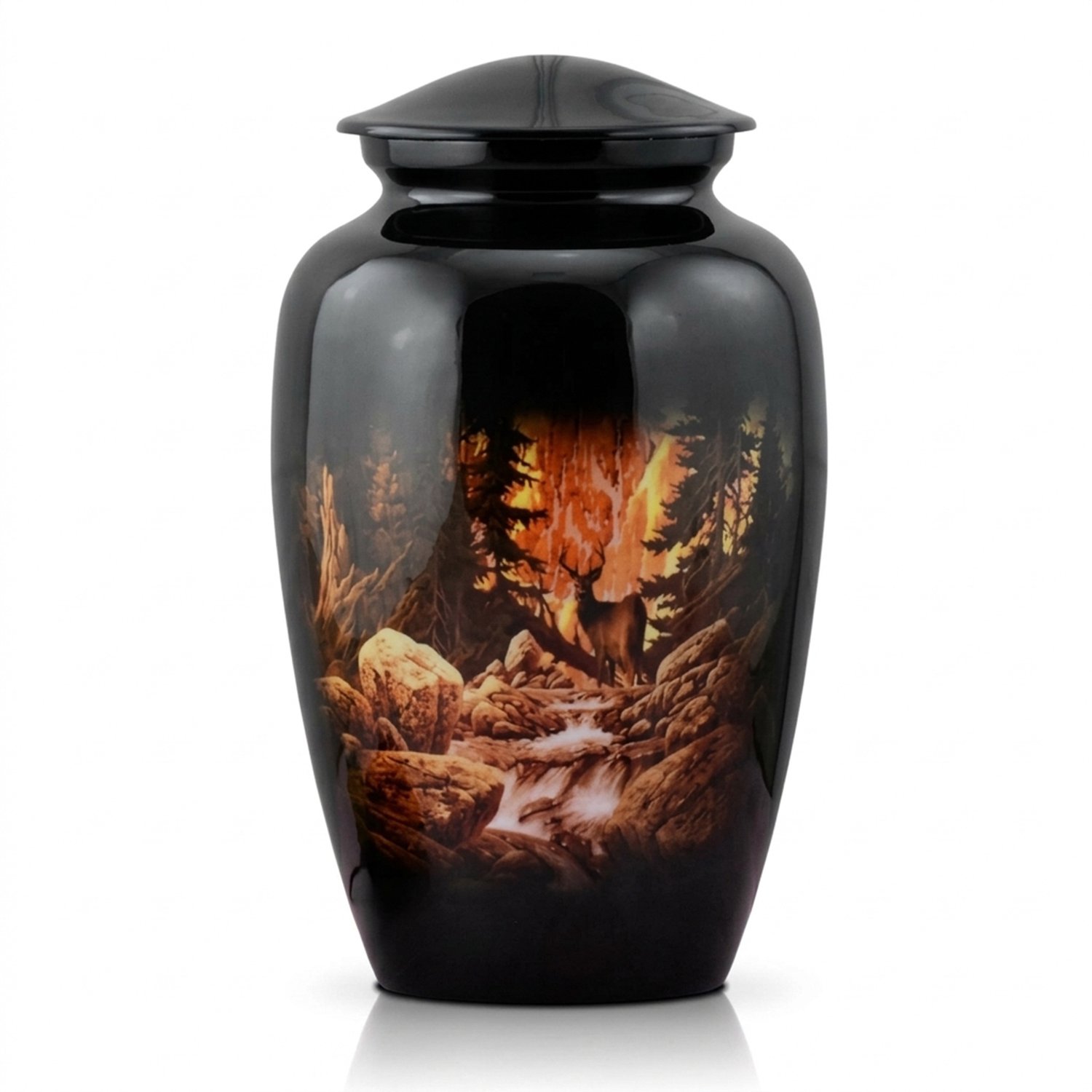 Akerz Urn zwarte bergen - 3.5 Liter - Crematie Urn - Voor Huisdieren of Menselijk As - Crematie As - Urn - Begrafenis