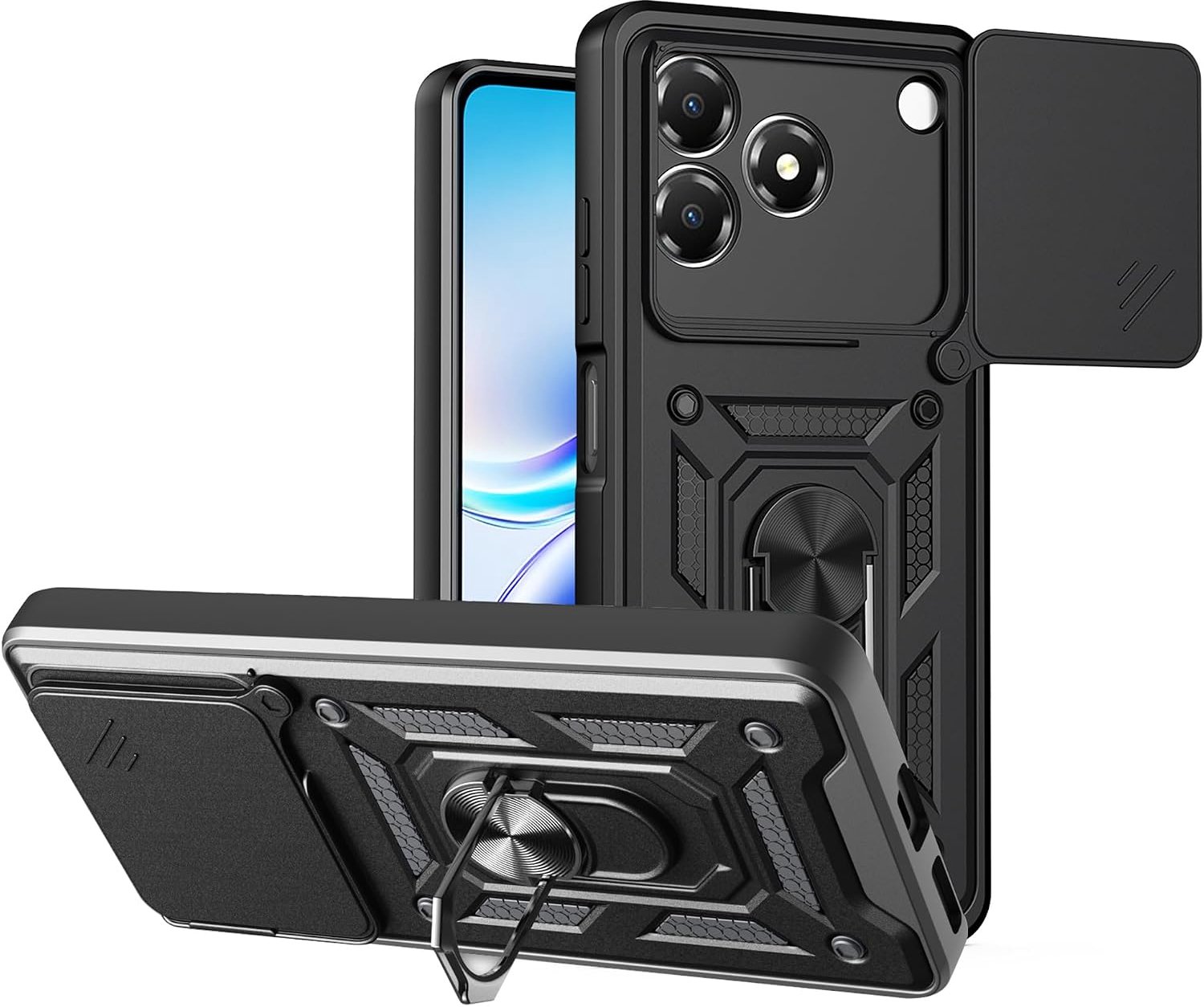 Case voor ZTE Blade V80 Pro/nubia V80 Pro - Schuifbare cameradeksel - Militair schokbestendig - ShopVlot