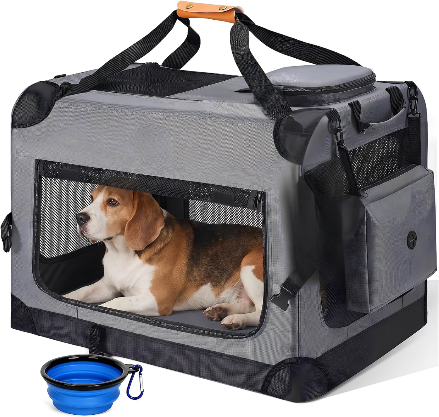 JCP® Reisbench - Reisbench Hond - Reistas voor Kat of Hond - Grijs - 70cm x 52cm x 52cm