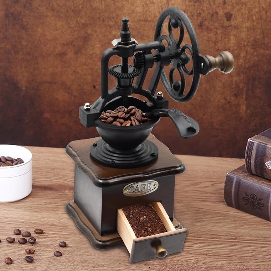 Vintage Handmatige Koffiemolen van Hout - Compacte Koffiebonen Grinder voor French Press, Aeropress en Espresso Bereiding — afbeelding 4