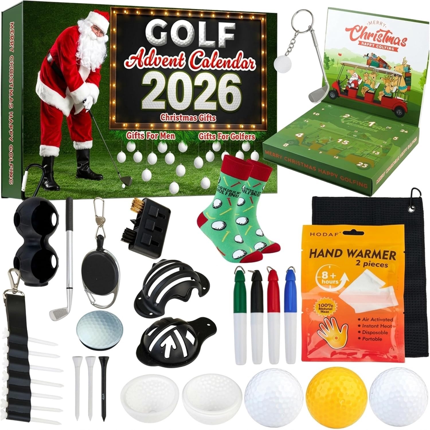 Golf Adventskalender - Kerst - Maat 39-44 UK - Voor Golfers met 24 Accessoires