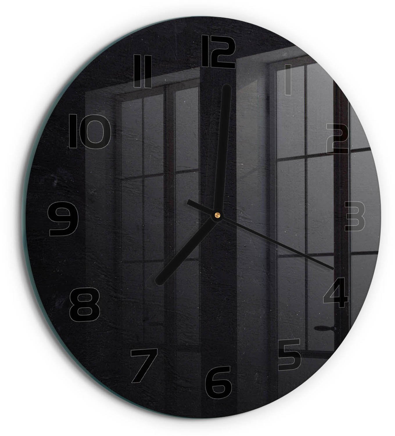 TULUP Wandklok - Prikbord Glazen Klok Met Print - fi30 cm - Zwart Wandklok Glas Met Motief - Zwarte handen - Ronde Klok - Wandklok Glas Decoratie - Gekleurde Glazen Klok