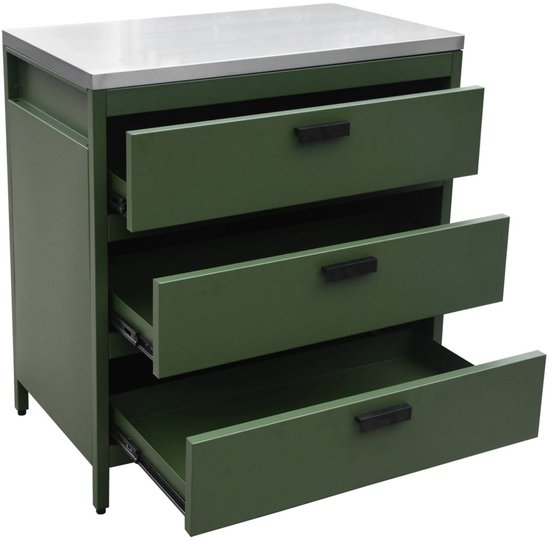 sweeek - Buitenkeukenmodule met 3 lades staal 80x51x87,5cm - naxos — afbeelding 4