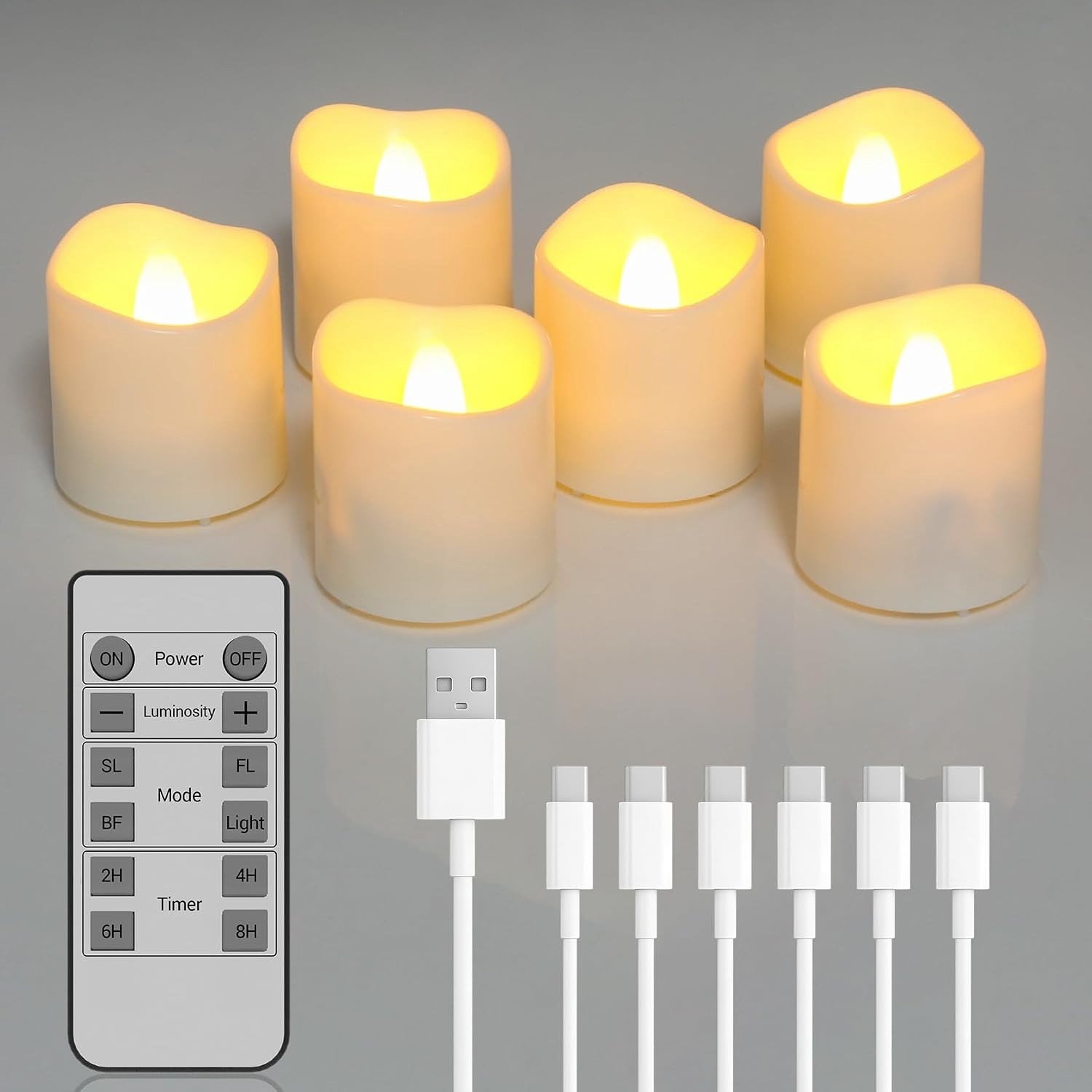 Led-theelichtjes - Warm Wit - 4 x 4 cm - Oplaadbare en Afstandsbediening - Voor Decoratie en Feestjes