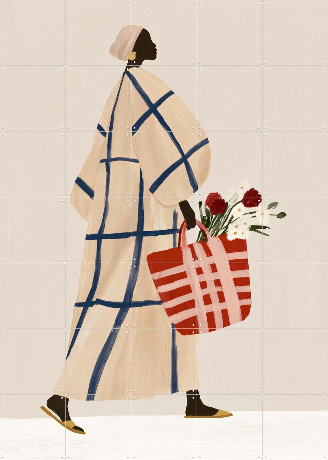 IXXI Marketday, Atelier Pommeline - 100 x 140 cm - Gratis ophangtool - Grote wanddecoratie en posters - Illustraties, Modern, Woonkamer, Eetkamer