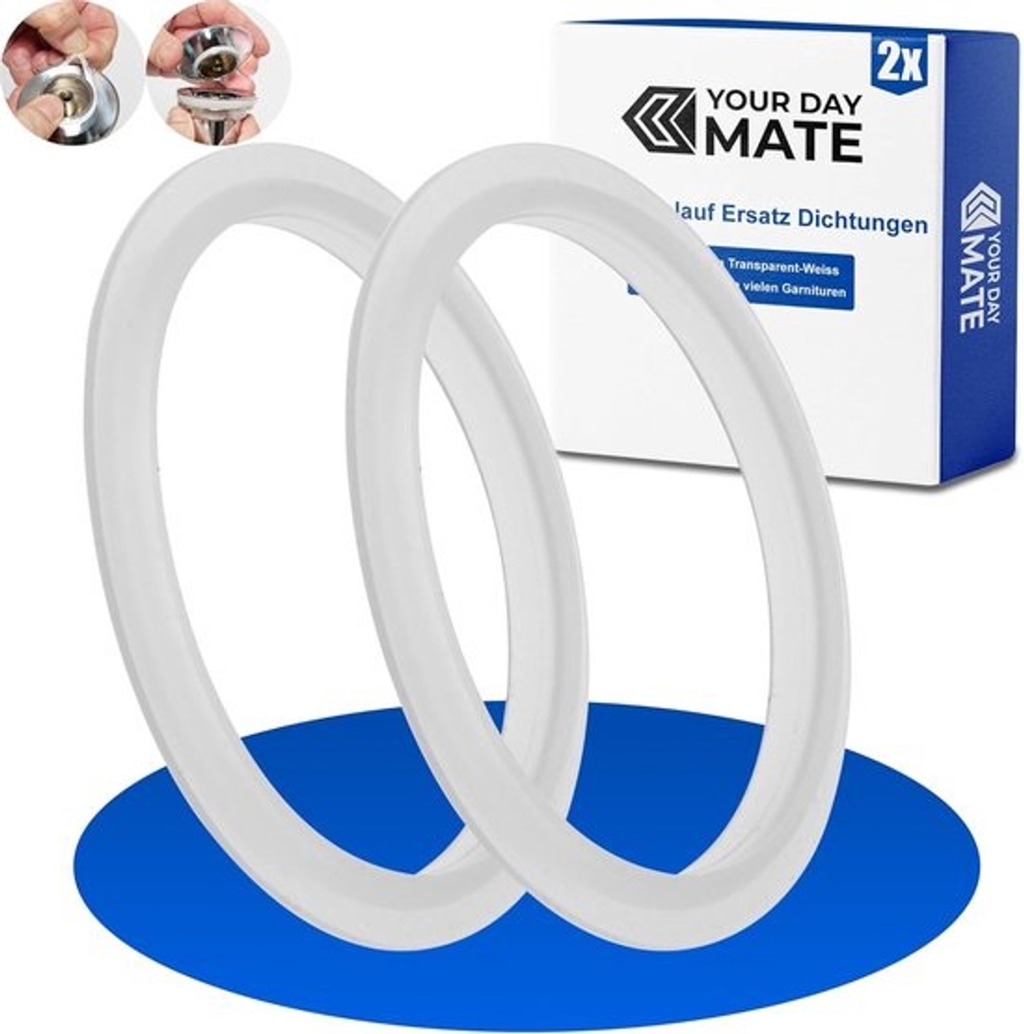 Afdichtingsset Afvoer - Reparatiesluiting Pop-up - Wastafel Repareren - Duurzaam Siliconen Materiaal - 2 Delig - Transparant Wit