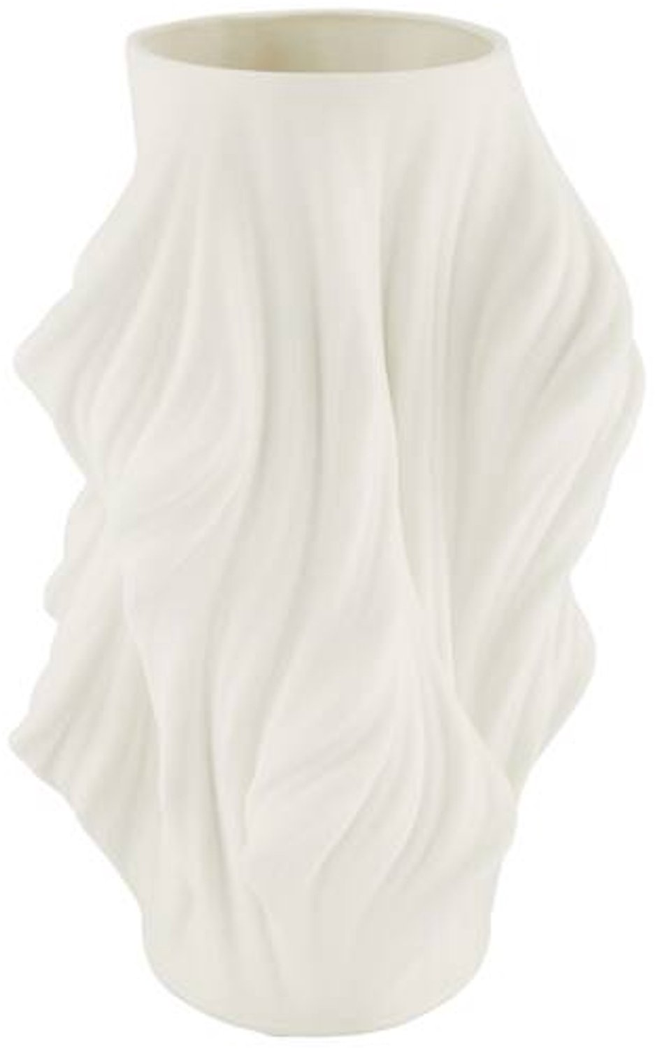 Youna Label Vaas - Keramiek - Wit - 3D Golvend Design - 28 cm