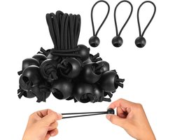 HAOCHEN 50 stuks bungeekoorden met ballen, 10 cm/3,94 inch zwarte elastische banden voor huishoudelijk gebruik camping tuin dekzeil binders dekzeil be