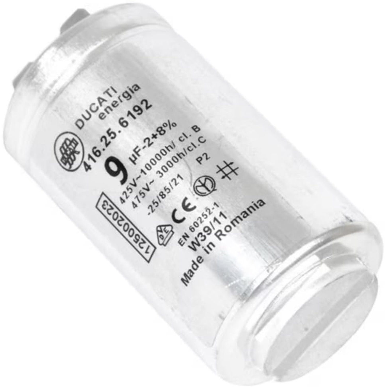 Metaal startcondensator 9 µF - 475 V - Faston 6,3 mm - Betrouwbare energievoorziening - ShopVlot