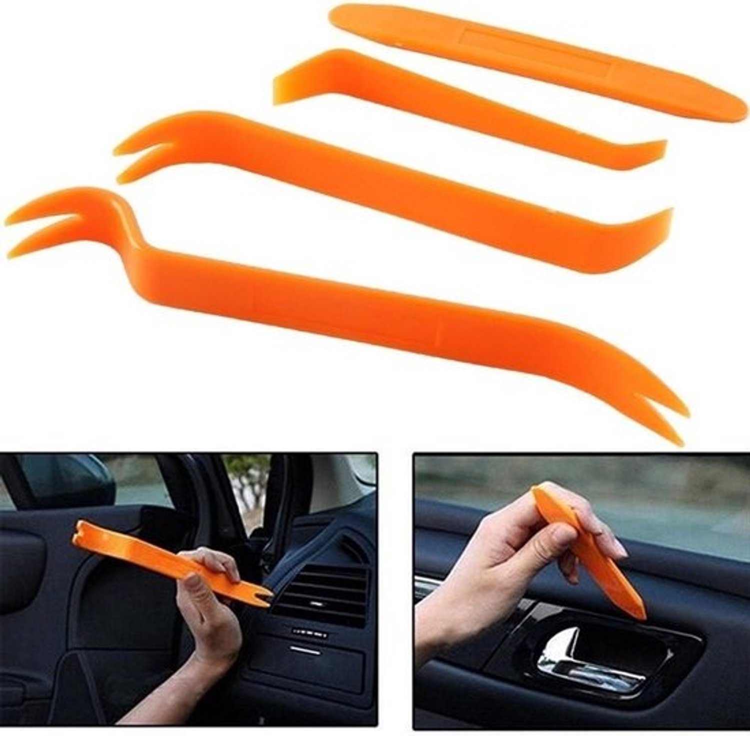 Auto Trim Verwijderingsset - Panelen Wrik Gereedschap - Auto Interieur Reparatie - Zacht Kunststof Materiaal - 4 Stuks - Oranje